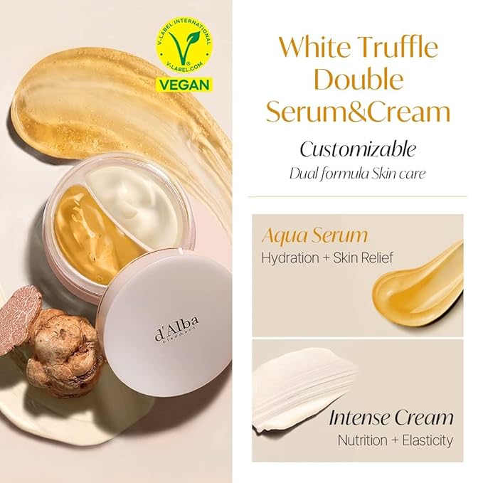 d'Alba Italian White Truffle Vegan Gift for HER, First Aromatic Spray Serum & Double Serum & Cream, Facial Skincare Gift Set