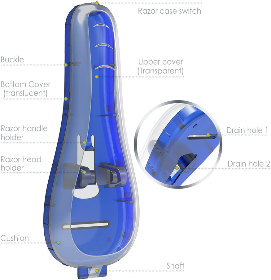 Razor Case Compatible with Gillette Proglide Fusion Men's Razor, Travel Protector Case with Carrying Bag - Blue