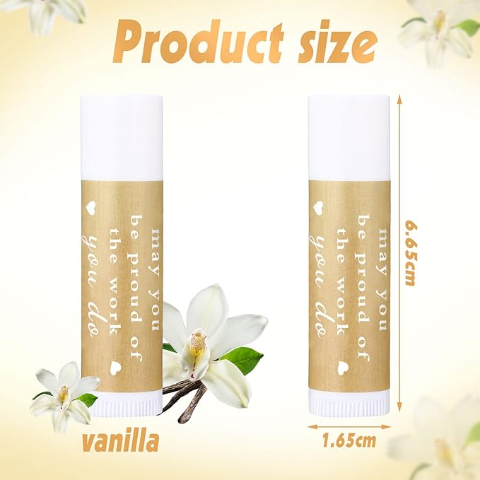 Demissle Thank You Gifts for Coworker Lip Balm Bulk Set Inspirational Appreciation Gifts Leaving Farewell Gifts Vanilla Ingredients Lips Care Products for Friends Teacher Worker Employee (24 Pcs)