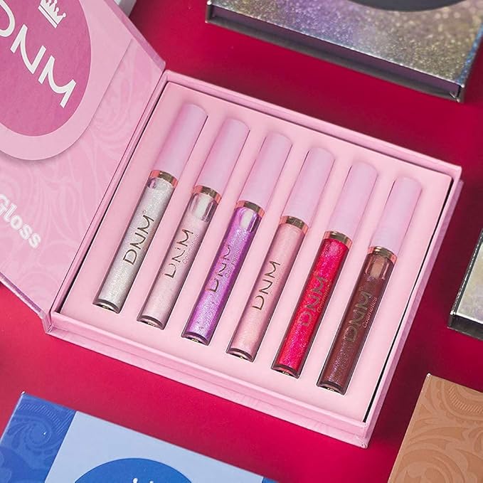 evpct 6Pcs Holographic Shimmer Lip Gloss Liquid Lipstick Set Makeup, Pink Red Metallic Lipstick Long Lasting Waterproof, Diamond Shinning Sparkly Sparkle Lipstick Face Eye Moisturizing High Gloss Glow