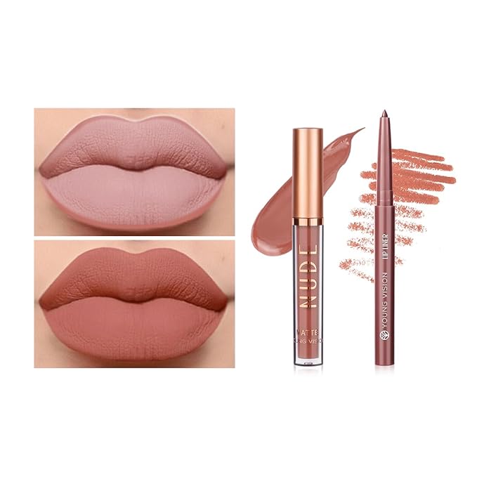 YOUNG VISION Liquid Lipstick & Lip liner Combo Set, Matte Lip Contour Kit - Durable, Waterproof, Kit de Labios Matte for Lasting Definition…