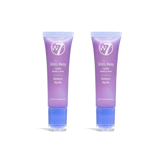 W7 Gloss Away Lip Balm - 2 Piece Set - Nourishing Lip Balm Formula With Shea Butter - Blueberry