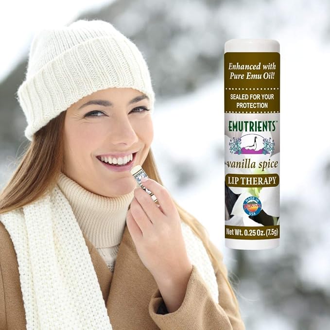 Montana Emu Ranch - Lip Therapy Lip Balm 0.25 Ounce - Vanilla Spice Flavor - Enhanced with Pure Emu Oil