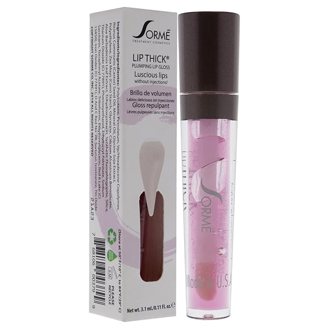 Sorme Cosmetics LipThick Plumping Gloss in Clear | Hydrating Plumping Lip Gloss Enriched with Vitamins and Botanicals | Lip Plumping Gloss with Maxi-Lip Peptides | Cruelty-Free Lip Makeup