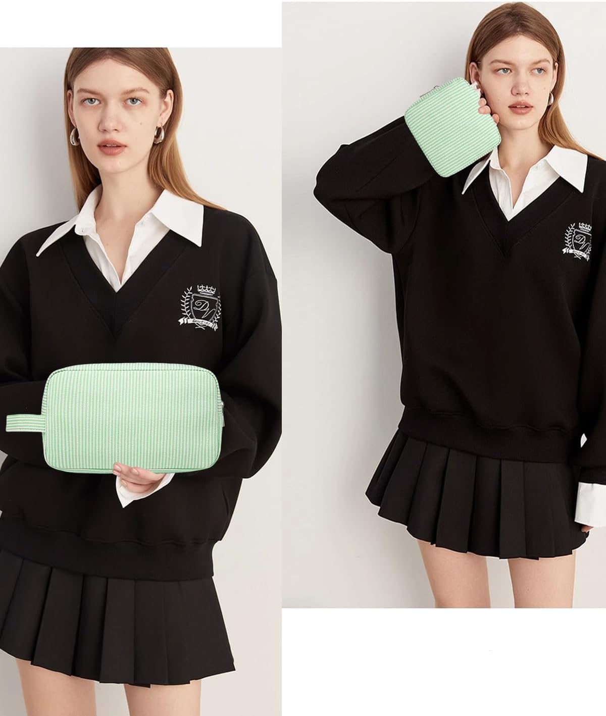 2Pcs Mini Makeup Bag, Small Makeup Pouches for Purse Cute Cosmetics Bag Pouch with Slip-in Pockets Small Travel Toiletry Bag Zipper Makeup Aesthetic Accessories Storage Bag