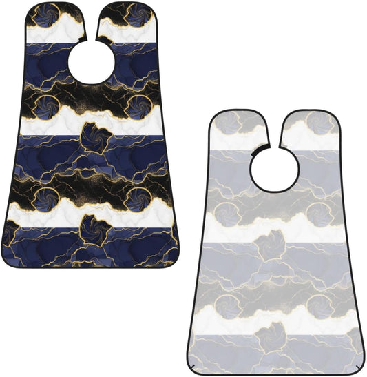 Beard Hair Catcher Bib, Waterproof Non-Stick Grooming Apron for Shaving Trimming, Perfect for Men Dad, Navy Blue Golden Marble Shave Bib
