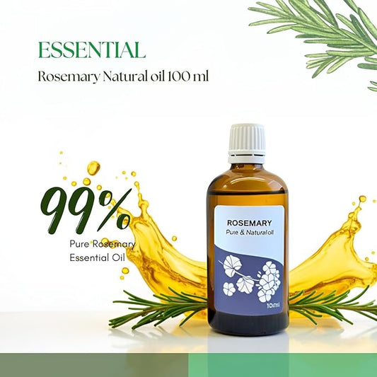 Roots & Above Pure Natural Rosemary Essential Oil 3.38 fl oz/100 ml for Diffuser, Face, Skin Care, Hair, Aroma, Massage, Candle & Soap Making Fragrance DIY use
