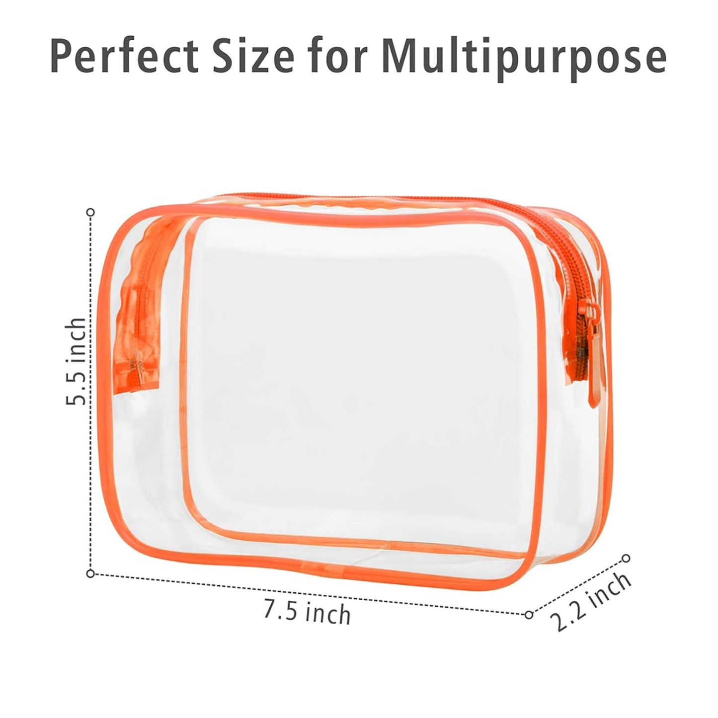 PACKISM Clear Toiletry Bag - 3 Pack TSA Approved Toiletry Bag Quart Size Bag, Travel Makeup Cosmetic Bag for Women Men, Carry on Airport Airline Compliant Bag, Black, White, Orange