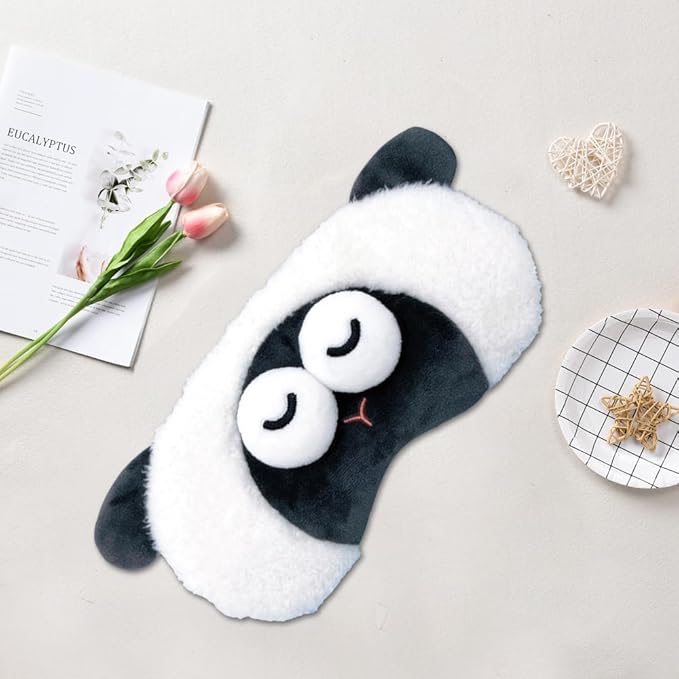 PERFECTSIGHT Sleep Eye Masks, Cute Plush Sleep Eye Cover Lightweight Adjustable Eyeshade Faux Fur Mask Cover for Women Men Sleep Travel Nap (Sheep)