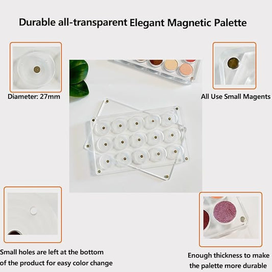 New EMPTY Magnetic Eyeshadow Palette DIY Acrylic All Transparent Elegant Eye Shadow Makeup Palette 26mm*15 holes
