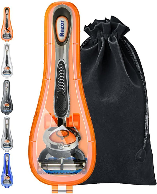 Razor Case Compatible with Gillette Proglide Fusion Men's Razor, Travel Protector Case with Carrying Bag - Orange