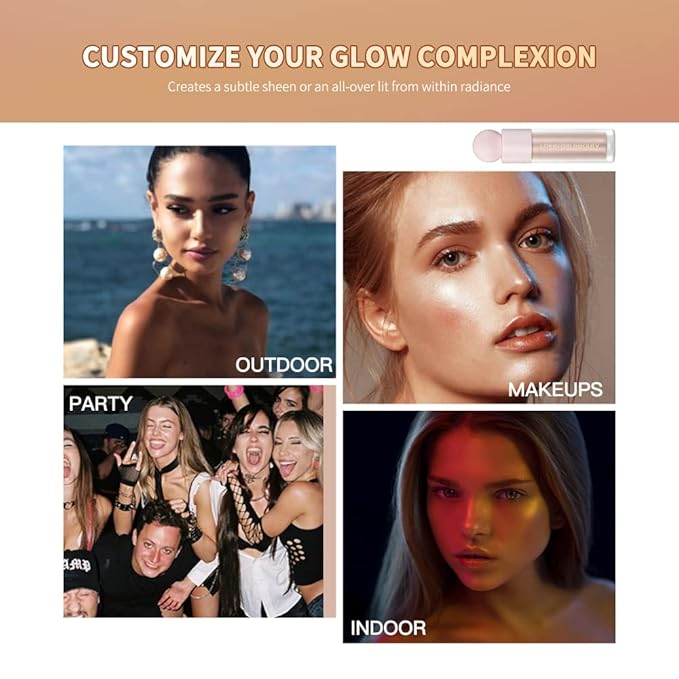 Liquid Contour Stick Makeup Glotion, Waterproof Luminous Lotion, Silky Smooth Glitter Highlighter Makeup Stick, Multi-Use Body Shimmer (#4 Candlelight)