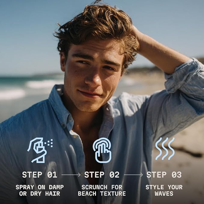 Striking Viking Sea Salt Spray for Men - Medium Hold - 6.76 Fl Oz (200ml) Blue Ocean Scent - Texturizing, Volumizing & Curl Enhancing - Beachy Texture Salt Spray for Hair