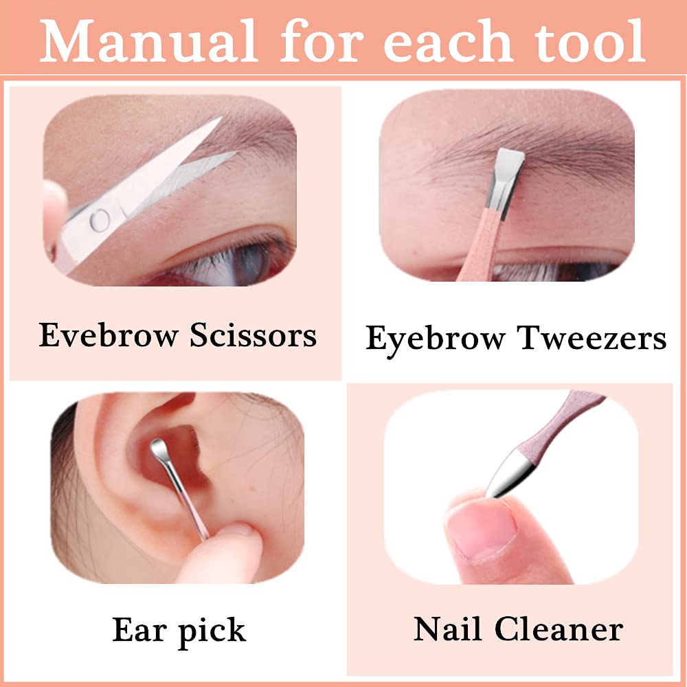 7pcs Manicure Set, Nail Clippers Kit, Stainless Steel Manicure Kit, Nail Clipping Tools Portable Travel Grooming Kit, The Best Gift with Luxurious Case(Rose Gold)