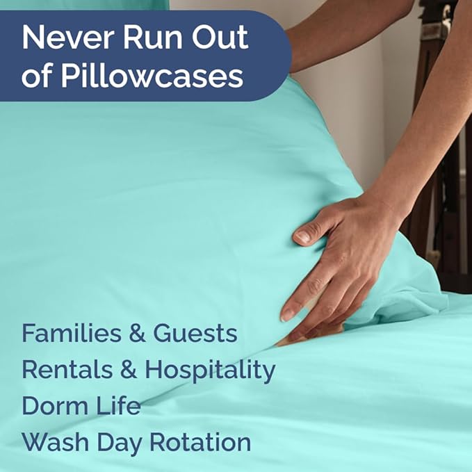 Queen Pillow Cases Set of 6 - Ultra Soft Hotel Quality Pillowcase Covers - Comfy, Cozy & Wrinkle Free - Shrink, Stain and Fade Resistant - Machine Washable Pillow Protectors - 6 Piece Set - Spa Blue