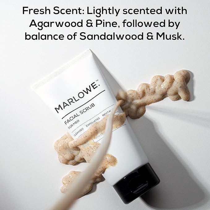 MARLOWE. Skin Care Set, No. 122 Facial Scrub 6 oz & No. 123 Facial Moisturizer 6 oz with Natural Extracts & Antioxidants, Cleanses, Exfoliates, Hydrates & Soothes