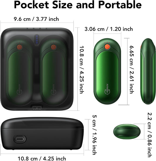 Hand Warmers Rechargeable 2 Pack, 14000mAh Electric Hand Warmers, Smart Chips 24Hrs Long Safe Heat, Portable Pocket Heater, Gifts for Christmas, Outdoor, Golf, Hunting, Camping Accessories