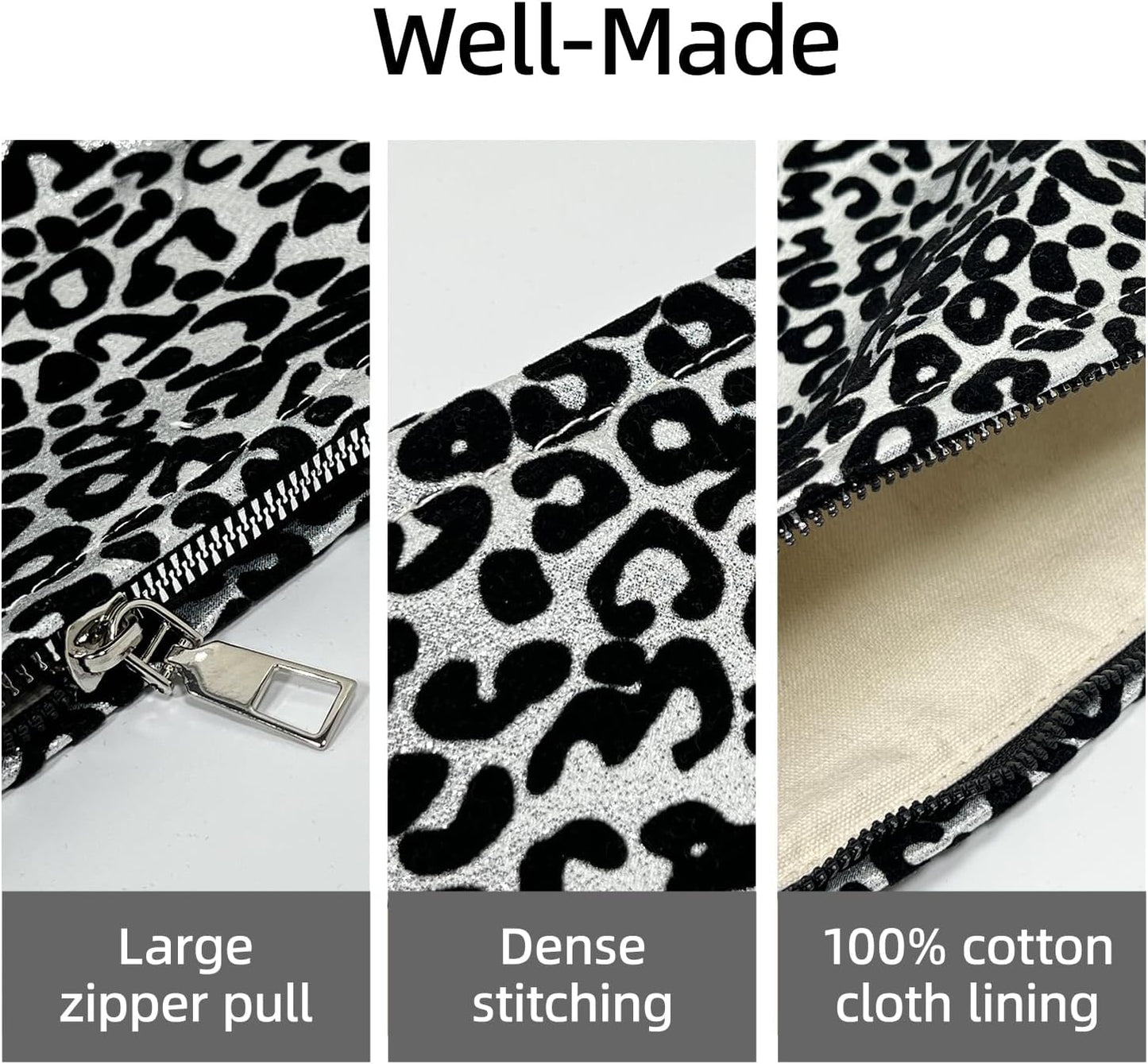 Leopard Print Makeup Bag for Women,Travel Makeup Bags for Purse, Small Makeup Pouch, Canvas Make Up Bag, Light Lining Zipper Close Comfortable Lightweight Makeup Bag, Small Cosmetic Bag
