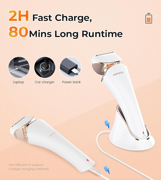 PRITECH Electric Shaver for Women - Cordless Razor for Women Portable Lady Shaver for Legs, Arm, Underarms, Bikini, USB Rechargeable, Wet & Dry Waterproof Bikini Trimmer for Woman, Gold