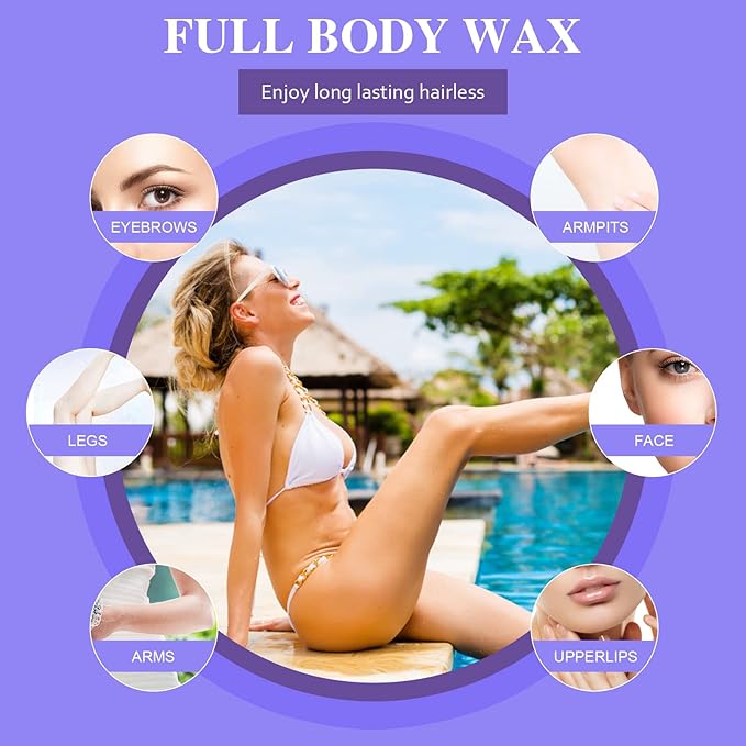 PURPLESKY Wax Beads, 3.3LB Painless Coarse Hard Wax Beads Bulk for Hair Removal, Stripless Long-lasting Waxing Beads for Brazilian Bikini, Leg, Chest, Back, Lavender Scent