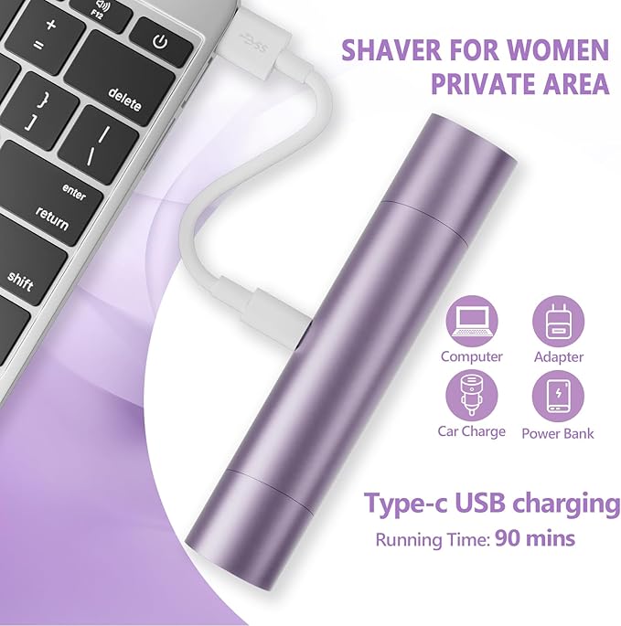 Women's Electric Shaver Waterproof IPX8 Bikini Tnimmer Body Hair Remover/Razors for Women Skin Cordless Rechargeable Razor for Legs underarms pubic Hair Facial Hair Removal for Women