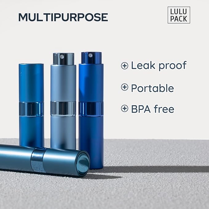 Travel Perfume Bottle Refillable - Cologne Spray Atomizer Mini - Small Travel Size Sprayer Empty for Refill Sample Container - Portable Fragrance Decant Dispenser for Men Women 8ml 4PCS Blue