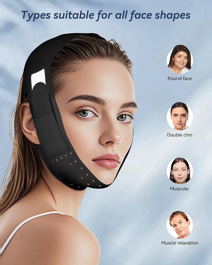 V-Line Sculpting Face Mask – Silicone Chin Strap for Jawline Tightening & Double Chin Reduction (23-27 Inches)