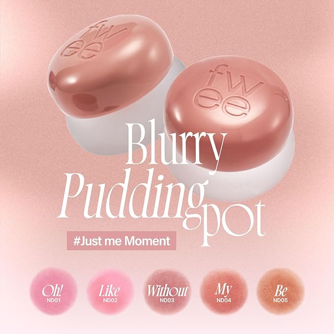 Lip&Cheek Blurry Pudding Pot | Just me Moment - Like | Makeup Blush, Buildable Lightweight, Multi-Use Soft Matte Finish | 5g