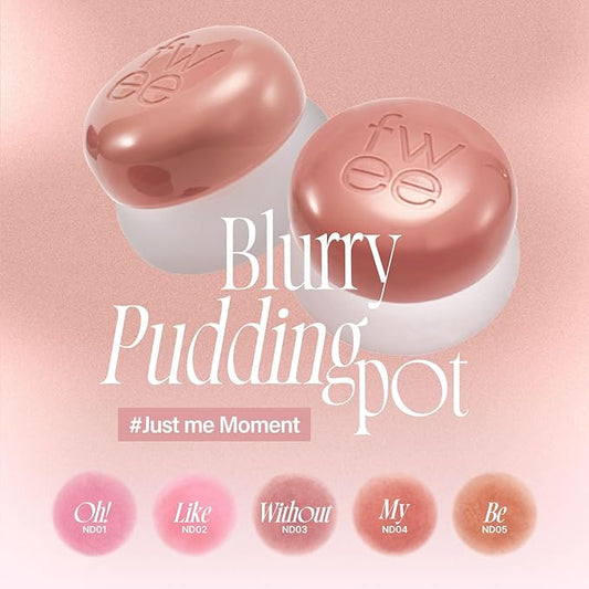 Lip&Cheek Blurry Pudding Pot | Just me Moment - Oh! | Makeup Blush, Buildable Lightweight, Multi-Use Soft Matte Finish | 5g