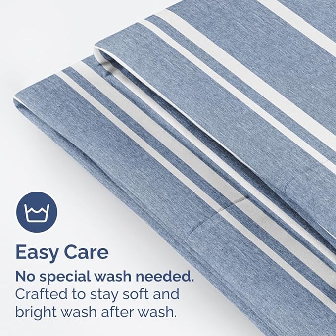 Queen Pillow Cases Set of 2 - Ultra Soft Hotel Quality Pillowcase Covers - Comfy, Cozy & Wrinkle Free - Shrinkage and Fade Resistant - Machine Washable Pillow Protectors - 2 Piece Set - Blue Stripes 3