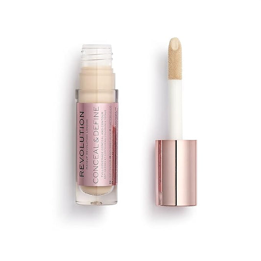Makeup Revolution Conceal and Define Concealer, Full Coverage & Matte Finish, C2.5 for Fair/Light Skin Tones, Vegan & Cruelty-Free, 0.7 Fl Oz