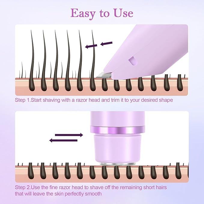 Dermave Bikini Shaver 2.0, 2025 New Glow Aura Bikini Trimmer for Women, 2 in 1 Dual Head Electric Razors for Women, IPX7 Waterproof Wet & Dry Electric Shaver, Portable Body Shaver (Purple)