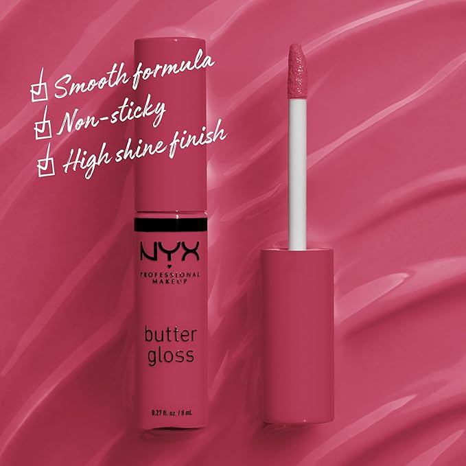 NYX PROFESSIONAL MAKEUP Butter Gloss, Non-Sticky Lip Gloss - Strawberry Cheesecake (Warm Pink)