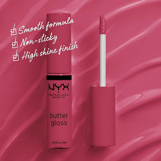 NYX PROFESSIONAL MAKEUP Butter Gloss, Non-Sticky Lip Gloss - Strawberry Cheesecake (Warm Pink)