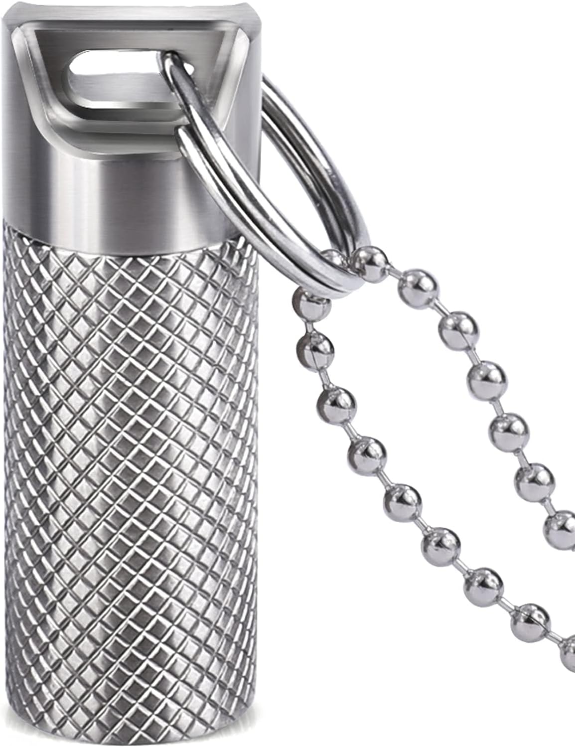 Opret Titanium Pill Container with Keychain & Necklace, Waterproof Pill Case for Emergency Aspirin & Nitroglycerin, Mini Pill Holder for Travel Purse Pocket EDC Accessory