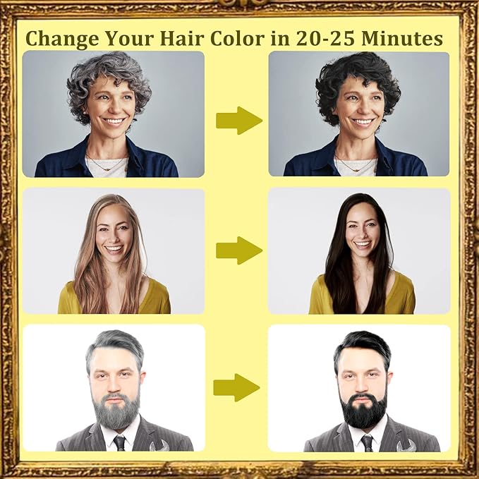 Coffee Hair Dye 3 in 1 - Instant Hair Color Shampoo for Refreshing, Herbal Hair Dye for Women & Men, Easy to Use & Long Lasting 16.90 oz