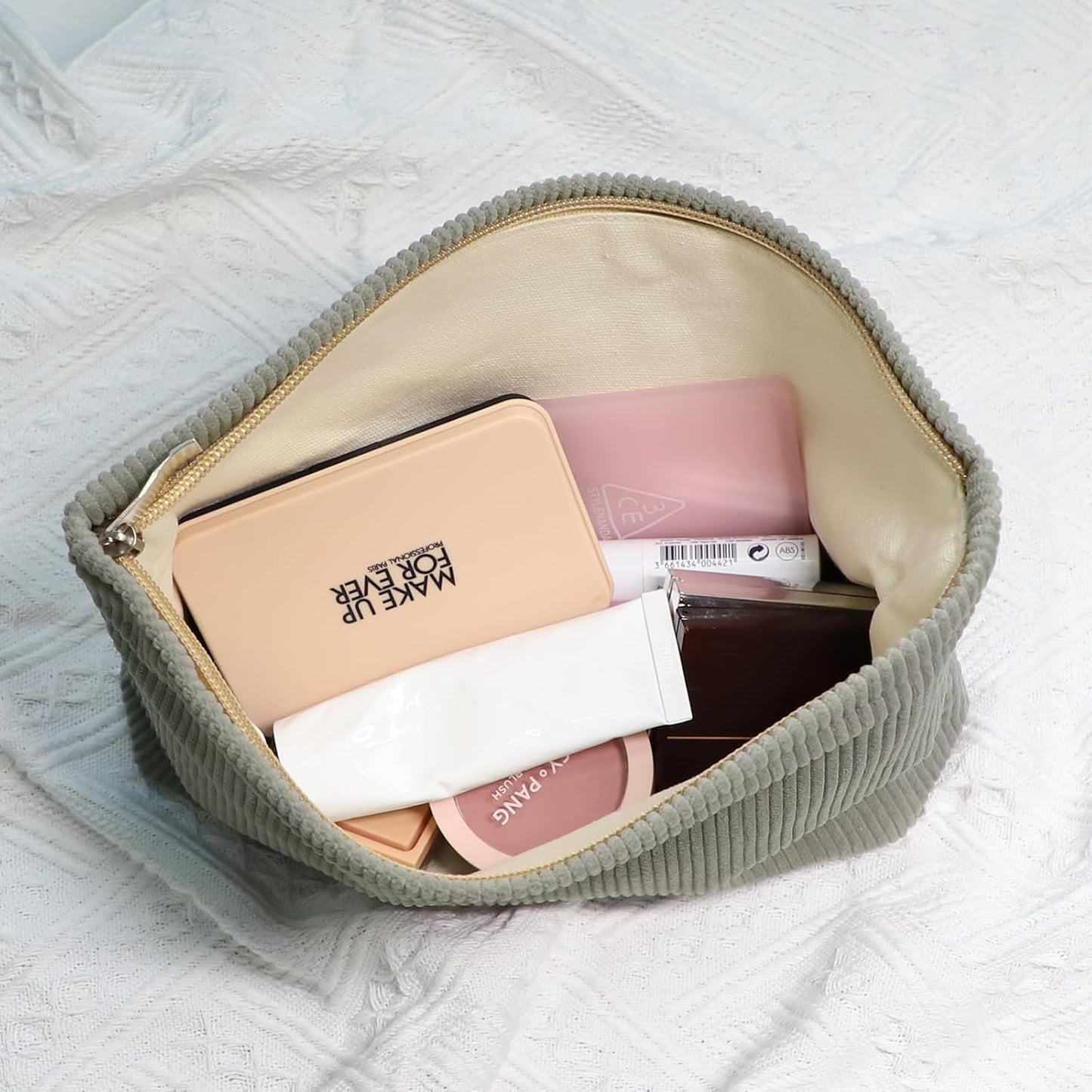 Wudygirl Cosmetic Bags for Women Travel Makeup Bag Large Capacity Makeup Pouch Cute Makeup Bag Organizer Handbags Purses Zipper Pouch Corduroy (Dark Gray)