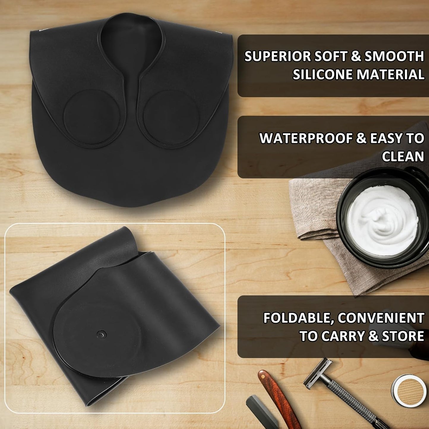 MAQUITA Large Hair Cutting Collar, Silicone Waterproof Cutting Cape for Barber Shop, Salon Hairdressing - Black