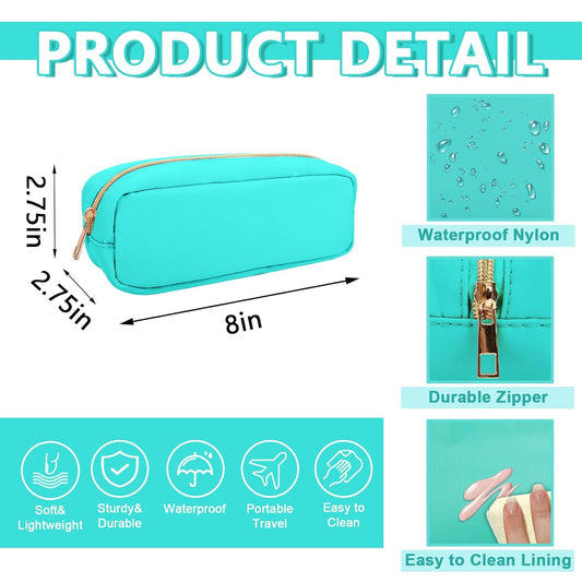 Small Pencil Case Makeup Bag for Purse, Cute Pencil Pouch Preppy Nylon Makeup Brush Bag with Zipper , Girls Portable Stationery Storage Case Small Pen Bag for Office School College(Slim-Cotton Candy)