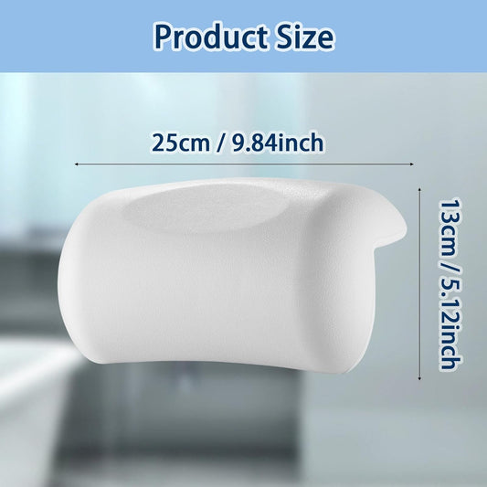 Bath Pillow Bathtub Pillow, Bath Pillows for Tub Head and Neck Support, Waterproof Bath Tub Pillows with Strong Non-Slip Suction Cups, Relaxing Bath Accessories for Soaking, Spa White