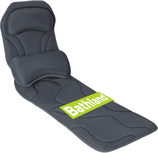 Full Body Bath Pillow for Tub - Extra Long & Thick Tub Pillow with Head, Back & Lumbar Support, 168 Non-Slip Suction Cups, Soft 5D Mesh Spa Cushion, Fits All Tubs-Gift for Soaking(Gray)