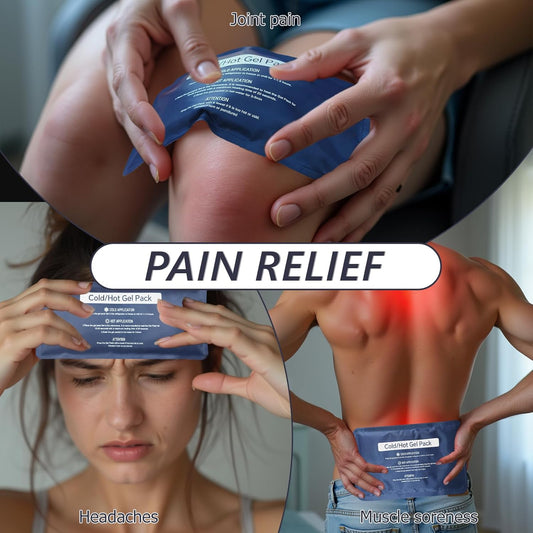 Hot & Cold Gel Packs for Pain Relief 8x12 Inch Ice Packs Reusable Blue Cold Packs for Swelling, Bruises, Injuries, Surgery, Toothache