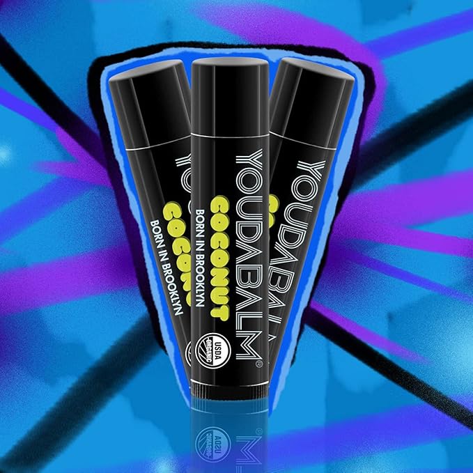 Organic Lip Balm, Coconut Flavor - 100% Natural Lip Moisturizer, USDA Certified - Lip Balm for Dry, Cracked Lips (3 Pack)