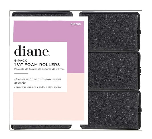 Diane Foam Rollers, Black, 1.5", 6/bag