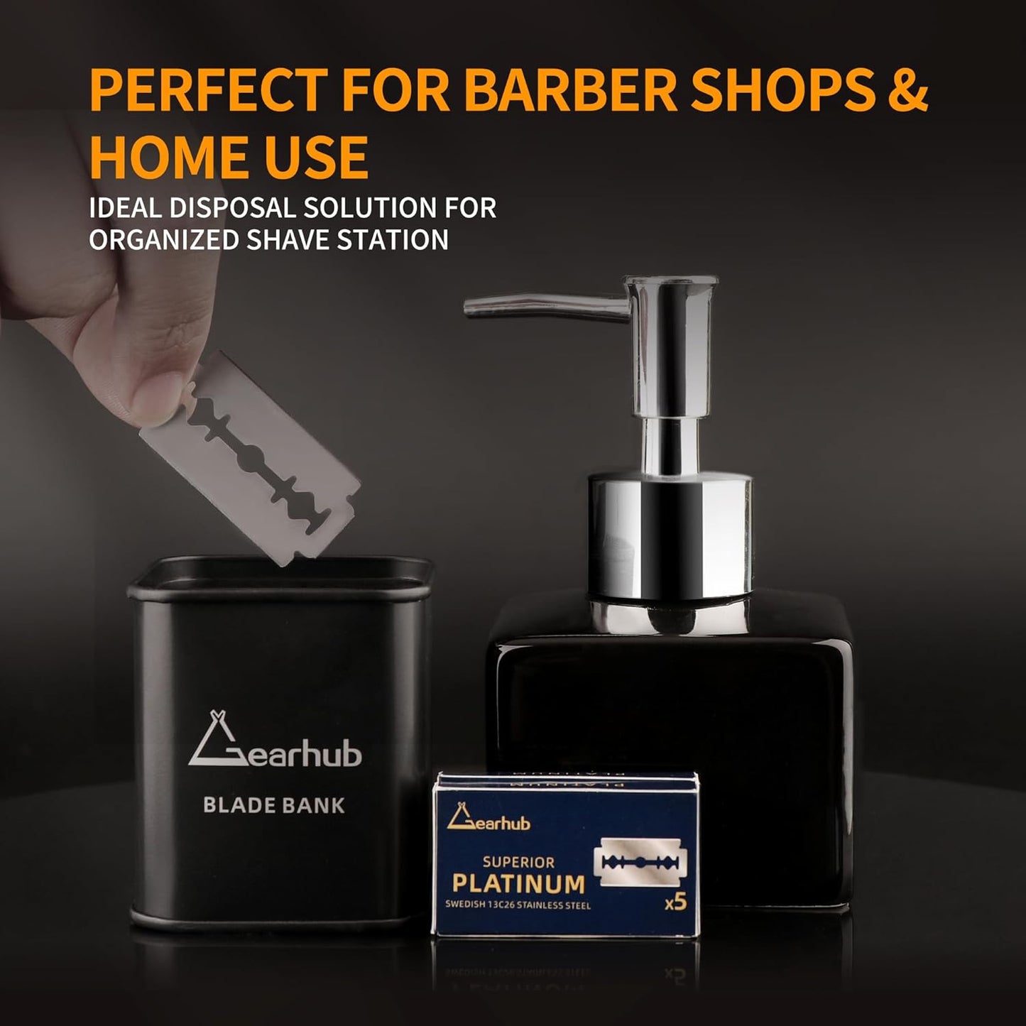 Gearhub 2 Pack Blade Bank Safely Store Used Safety Razor Blades Large Capacity Disposal for Barber Shops & Personal Use Sealed Design Holds 300+ Blades, Compact & Durable