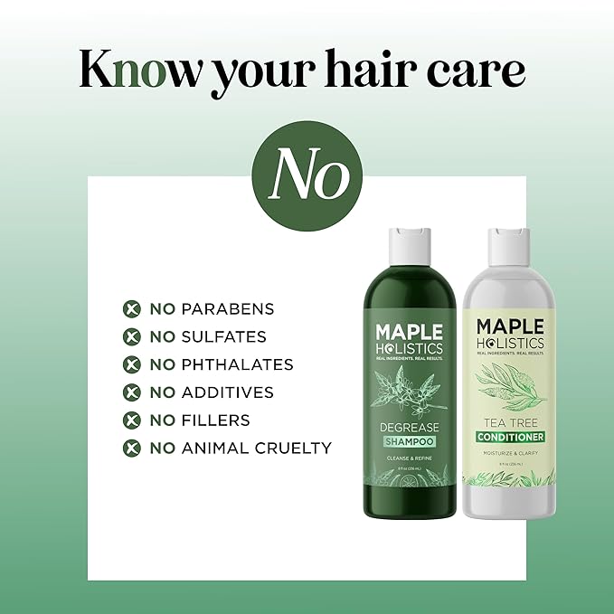 Shampoo and Conditioner for Oily Hair and Scalp - Sulfate and Paraben Free Shampoo and Conditioner Set for Oily Hair Care with Deep Cleansing Tea Tree Oil - Color Safe & Cruelty Free (8 Fl Oz)