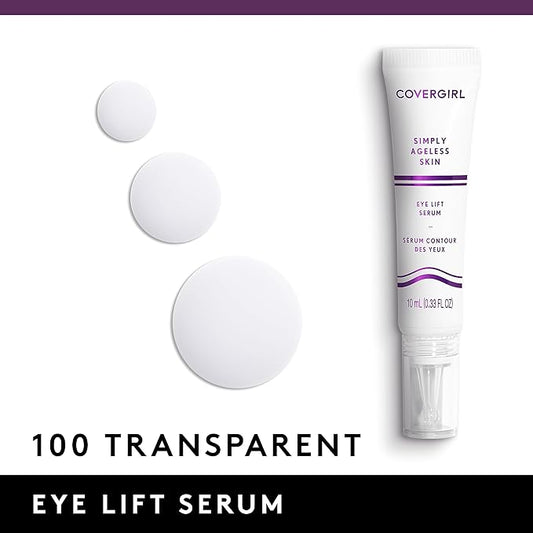 COVERGIRL Simply Ageless Skin Eye Lift Serum, Reduces Wrinkles, 1 Pack, 0.92 Oz ,Serum, Face Serum, Skin Tightening Serum, Anti-Wrinkle Serum, Tighter Skin, Instantly Youthful, Works Well With Makeup