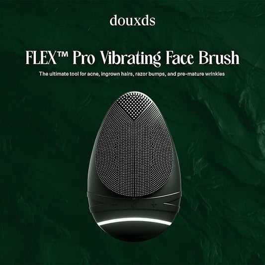douxds Flex™ Pro Vibrating Face Brush, Electric Face Scrubber, Face Scrubber for Men, Flex™ Face Brush, Men's Skin Care, Powerful Sonic Technology, Removes Dark Marks and Bumps, Acne Treatment
