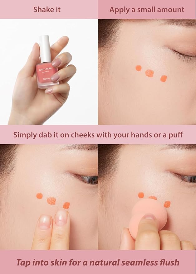 A'PIEU JUICY-PANG WATER BLUSHER (PK02 - Raspberry) Korean Liquid Blush For Cheeks K Beauty Makeup