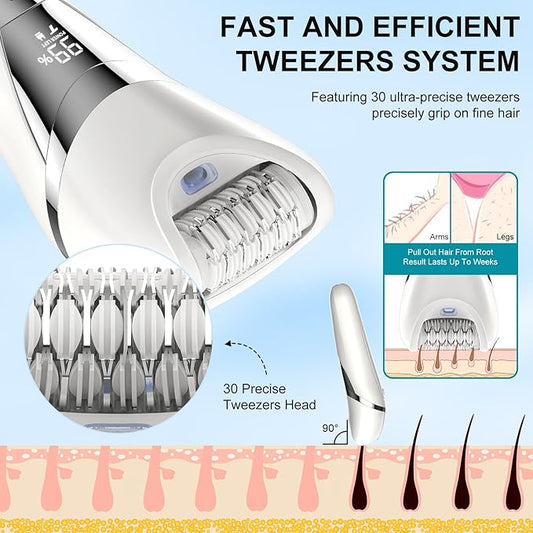 Electric Bikini Epilator for Women, 5 in 1 Hair Removal for Face, Chin, Arm, Leg, Armpit, Bikini Trimmer, IPX6 Waterproof, USB Rechargeable, Wet & Dry Lady Shaver,2 Speeds & 5 Cutter Heads